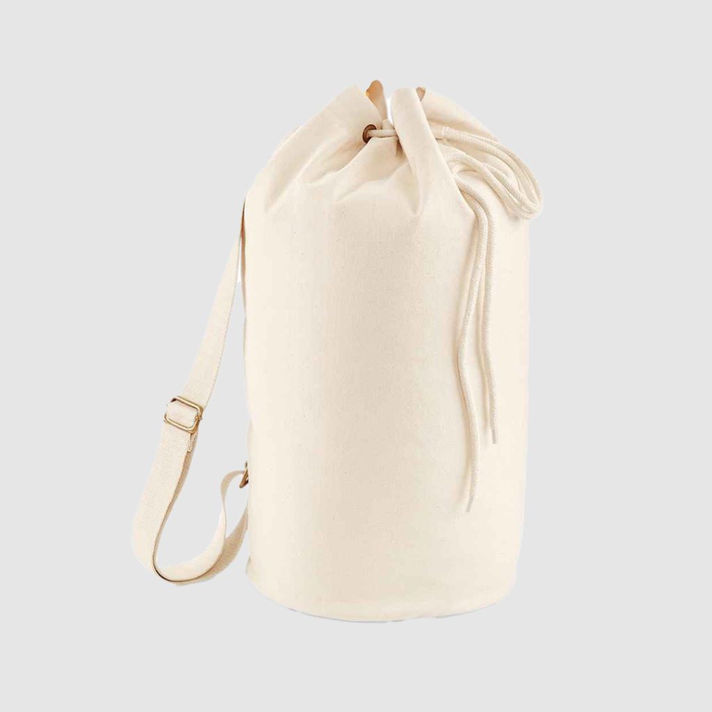Natural Cotton Tote Shoulder Carry Drawstring Duffle Bag