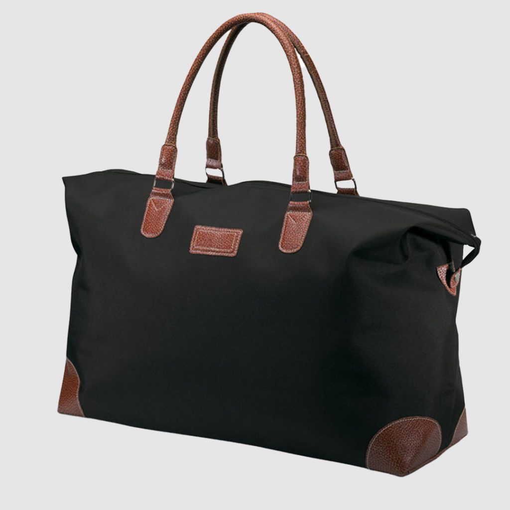 Black Duffle Bag with Leather Look Handles