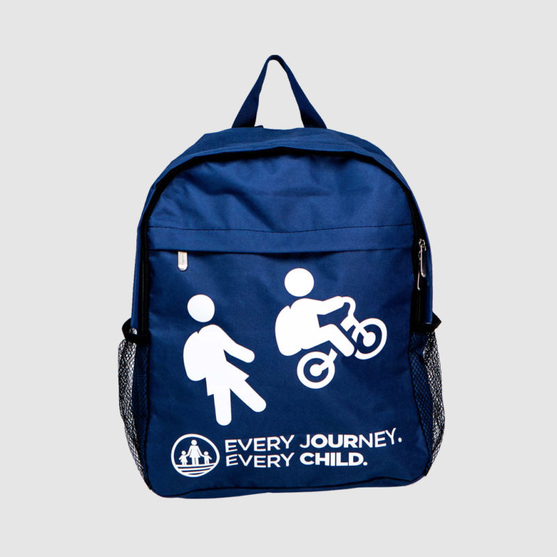 printed backpack in Pantone matched blue with white print