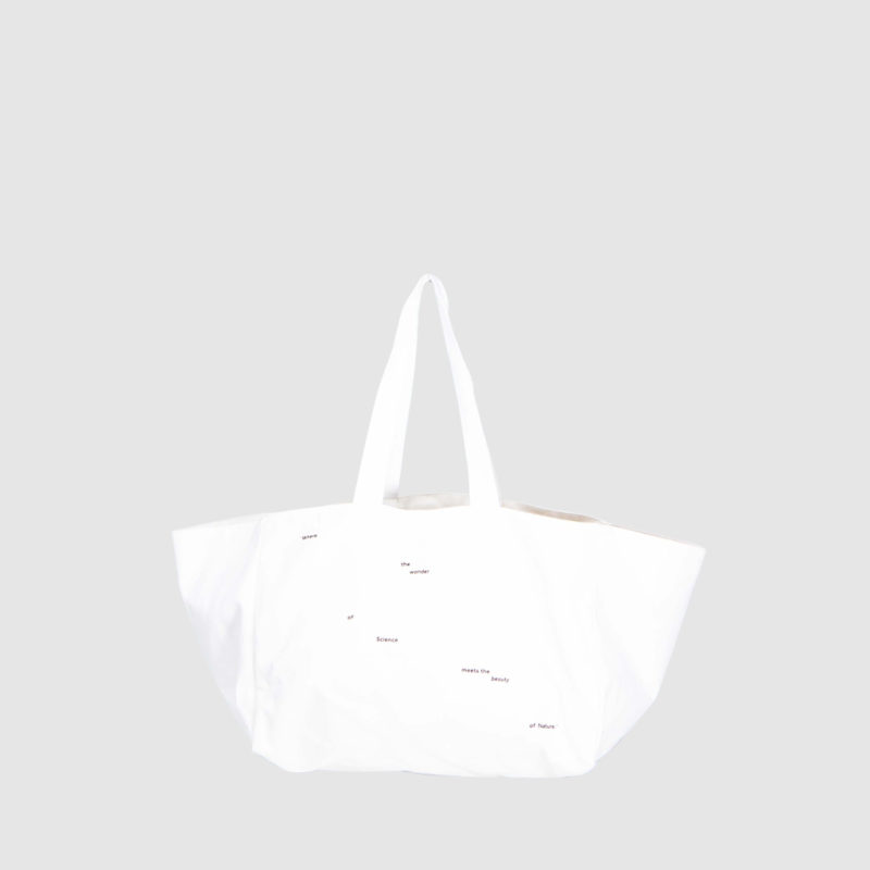 personalised beach bag in white with white print