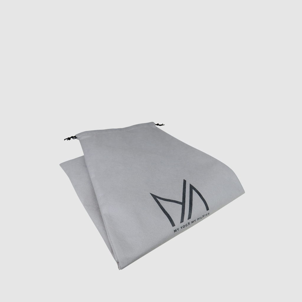 Sustainable yoga product packaging grey non-woven PP drawstring for repeat use