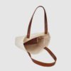 natural canvas tote bag with tan colour PU leather handles