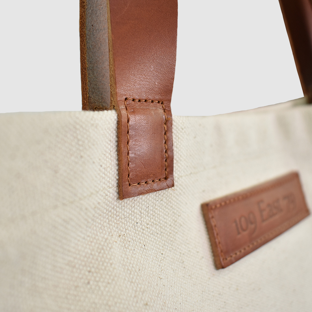 Custom Canvas Tote Bag • PU Leather Handles – Twines & Paper