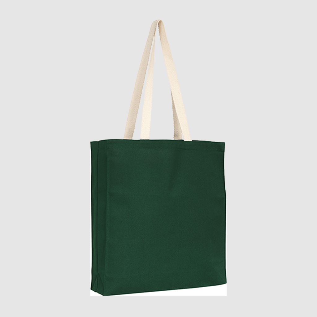 Forest Green/Natural 8oz Cotton Shopper Tote with Gusset