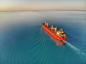 shipping containers on the sea for international shipping transit