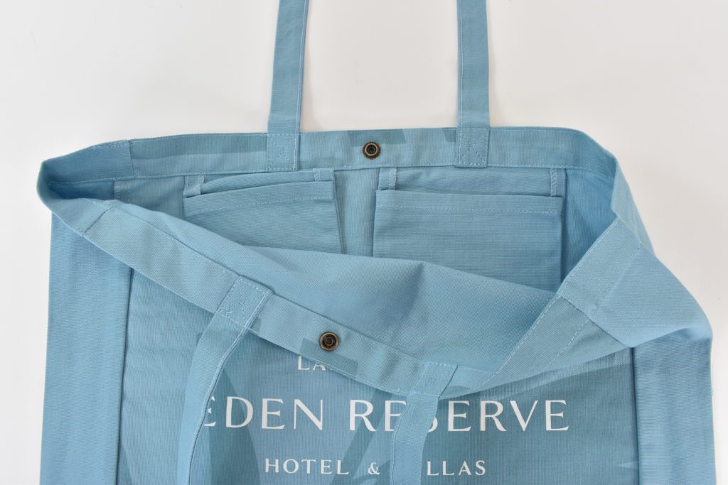 Edge to Edge Tote Bag with Interior Pockets and Popper Closure