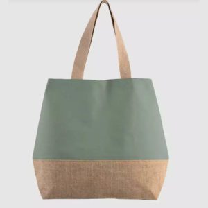 Natural/Green Tote/Jute Beach Bag