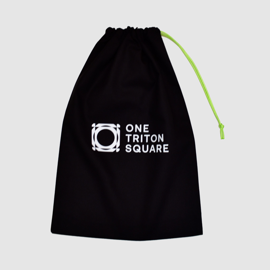 Black custom drawstring with custom colour drawstring.