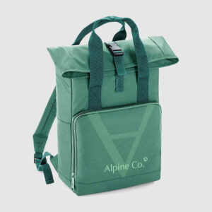 side view of green backpack for customising