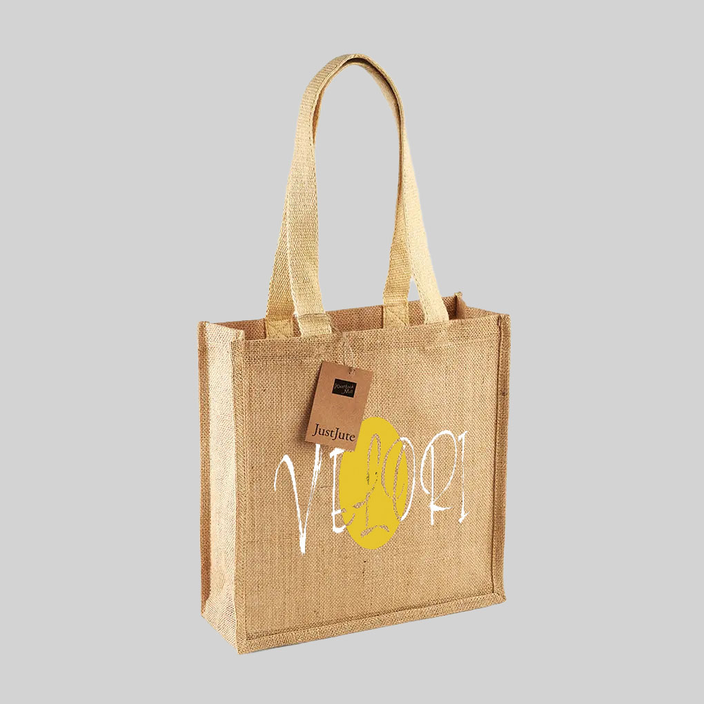 brown tote bag with cotton web handles