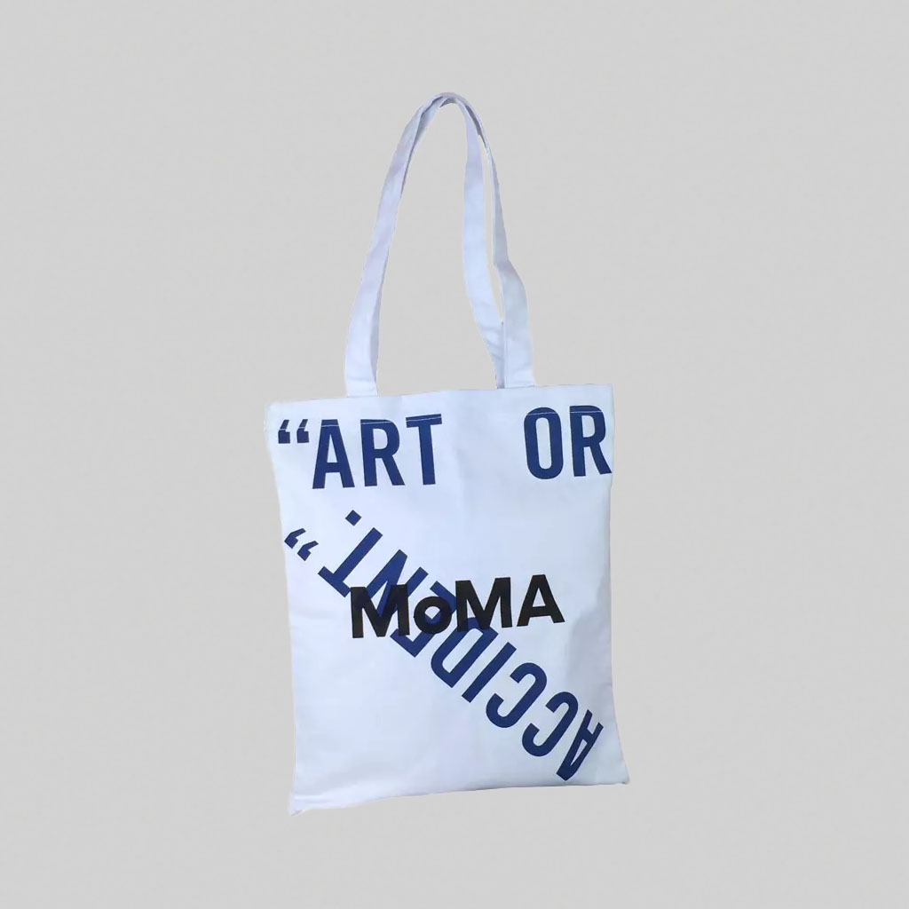 white tote bag with MOMA print