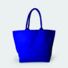 front view of blue luxury landscape tote bag with padded handles